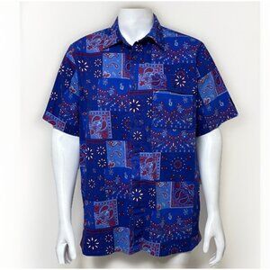 Snoop Dogg Dogg Supply Shirt Mens 2XL Blue Bandana Print Short Sleeve Cotton